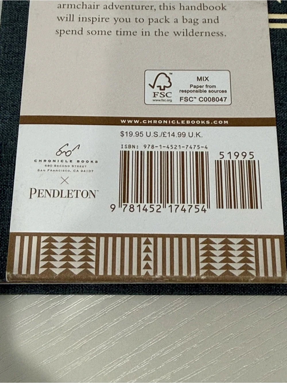 Pendleton Camping Field Guide — Navy, Gold & Cream Patterned Edge